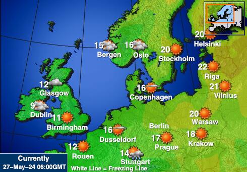 Danemark Carte des températures de Météo 