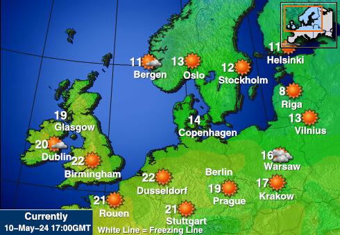 Danmark Været temperatur kart 