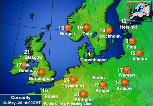 Dánsko Mapa teplôt počasia 