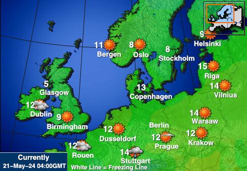 Danemarca Harta temperaturii vremii 