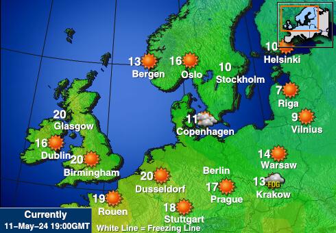 Denmark Mapa temperatura Tempo 