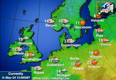 Tanska Sää lämpötila kartta 