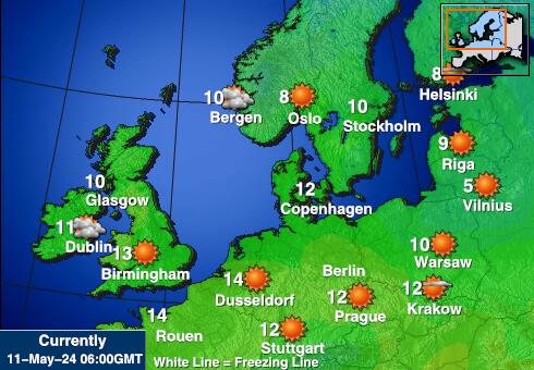 Danmark Været temperatur kart 