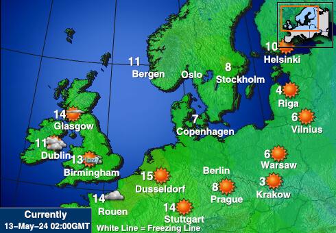 الدنمارك خريطة درجة حرارة الطقس 