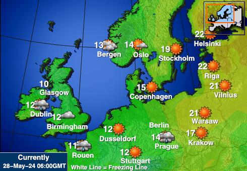 Denmark Mapa temperatura Tempo 