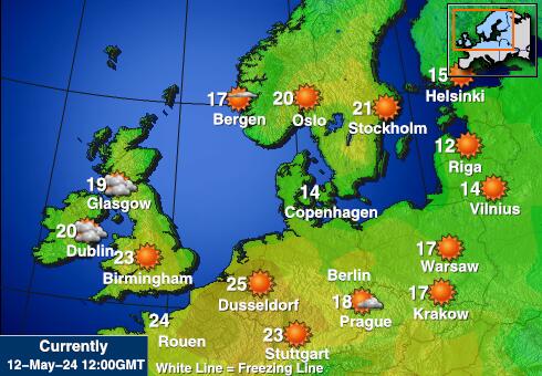 Denemarken Weer temperatuur kaart 