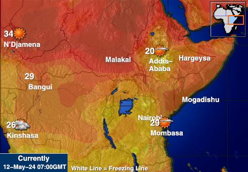 Džibutsko Mapa počasí teplota 