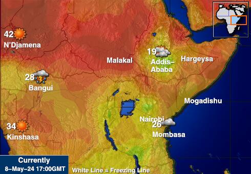 Djibouti Weer temperatuur kaart 