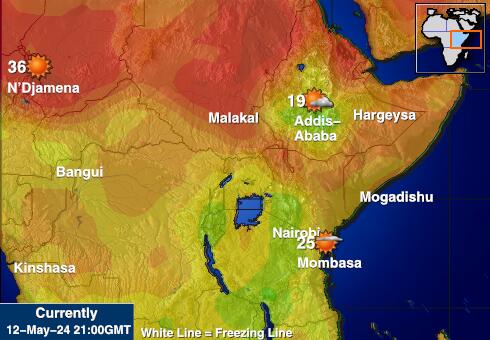Djibouti Weer temperatuur kaart 
