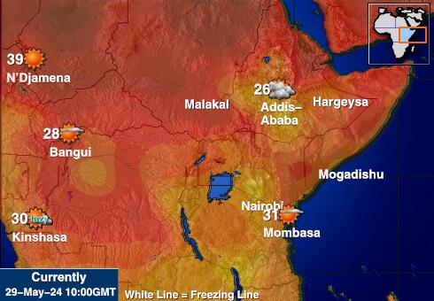 Djibouti Bản đồ nhiệt độ thời tiết 