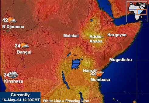 Dzsibuti Időjárás hőmérséklet térképen 