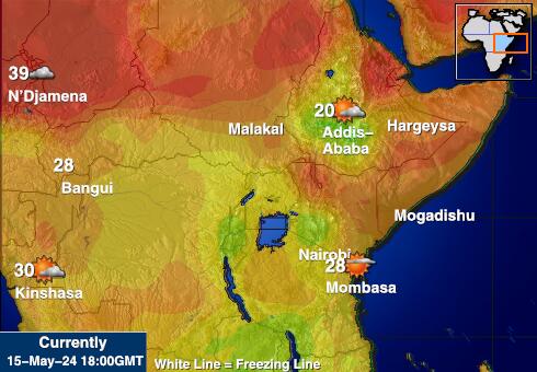 Djibouti Bản đồ nhiệt độ thời tiết 
