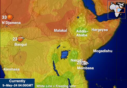 Djibouti Mapa de temperatura Tiempo 