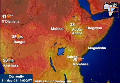Djibouti Sää lämpötila kartta 