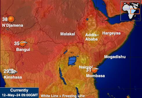 Djibouti Peta suhu cuaca 