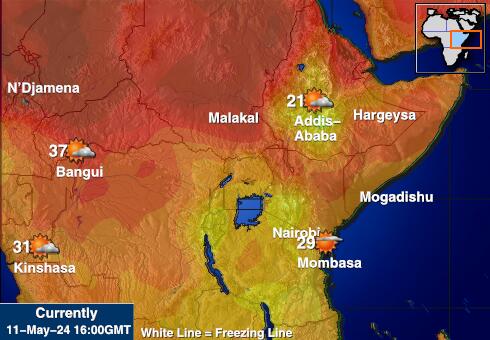 Djibouti Peta suhu cuaca 