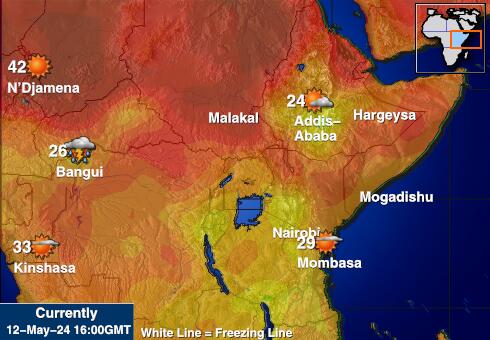 Dzsibuti Időjárás hőmérséklet térképen 