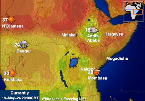 Djibouti Mapa temperatura Tempo 