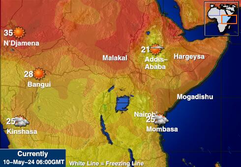 Djibouti Wetter Temperaturkarte 