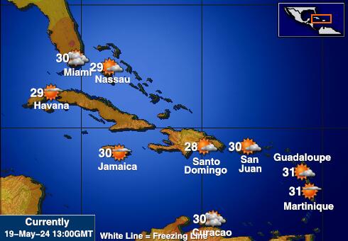 Dominican Republic Mapa temperatura Tempo 