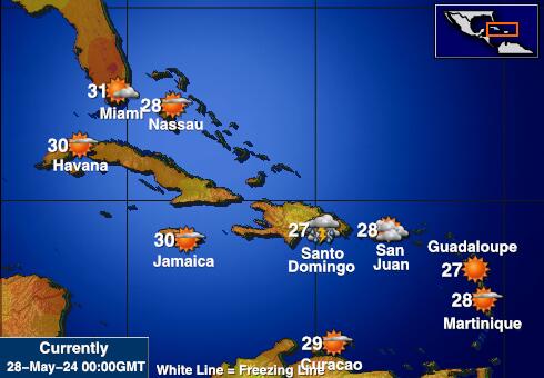 Republik Dominican Peta suhu cuaca 