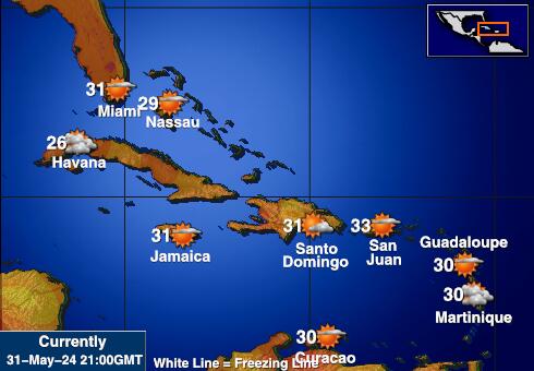 Dominikánská republika Mapa počasí teplota 