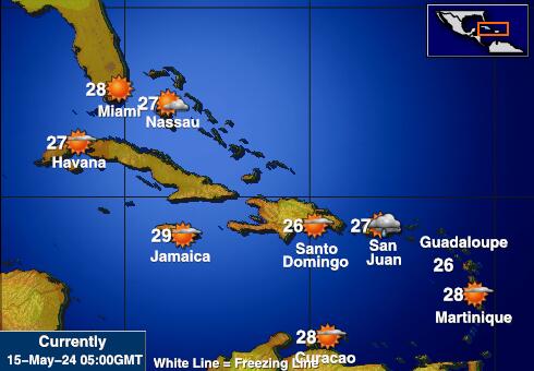 Dominikanska Republika Vremenska prognoza, Temperatura, karta 