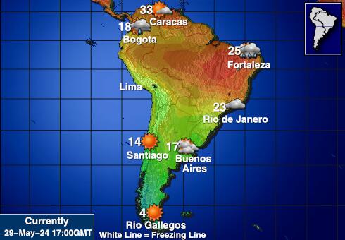 الإكوادور خريطة درجة حرارة الطقس 