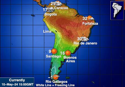 Ecuador Mapa de temperatura Tiempo 