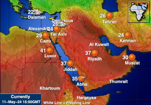 मिस्र मौसम का तापमान मानचित्र 
