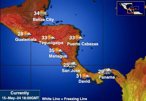 El Salvador Vremenska prognoza, Temperatura, karta 