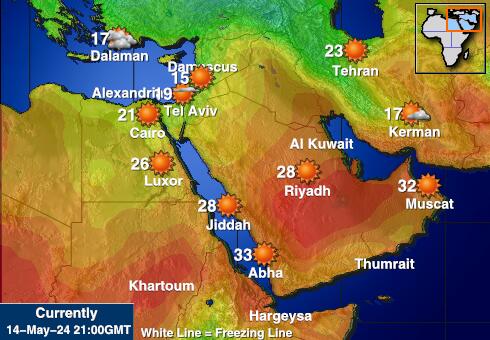 Eritrea Mapa počasí teplota 