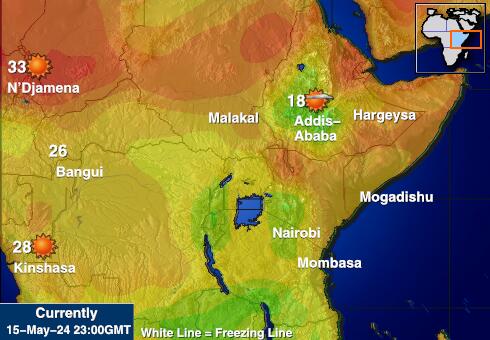 Etiopie Mapa počasí teplota 