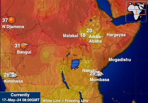Etiopia Temperatura Mapa pogody 