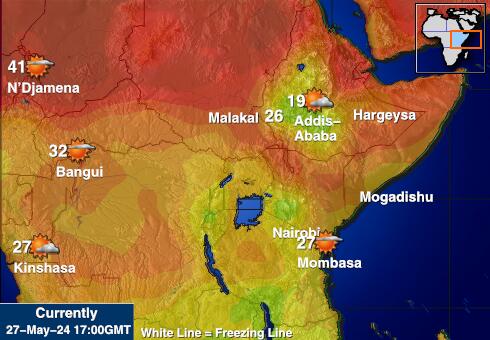 Ethiopia Bản đồ nhiệt độ thời tiết 