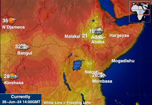 Etiopija Vremenska prognoza, Temperatura, karta 