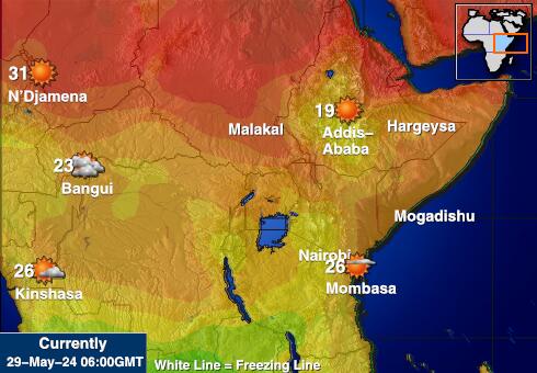 Ethiopia Peta suhu cuaca 