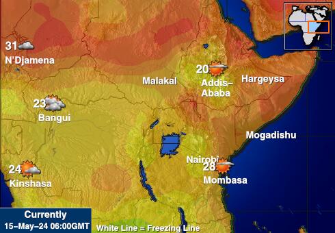 Ethiopia Mapa temperatura Tempo 