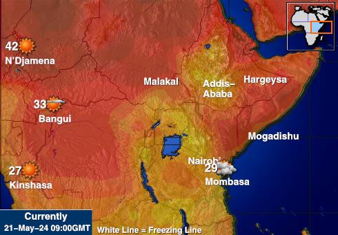 Ethiopie Carte des températures de Météo 