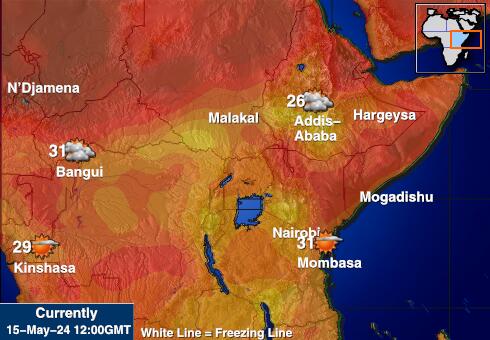 Etiopija Vremenska prognoza, Temperatura, karta 