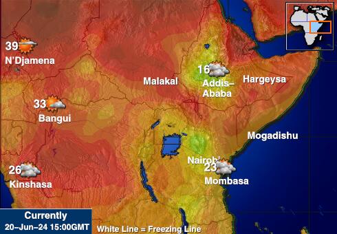 Etiopia Harta temperaturii vremii 