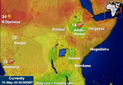 Etiopía Mapa de temperatura Tiempo 