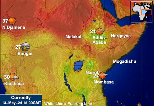 Etiopija Vreme Temperatura Zemljevid 