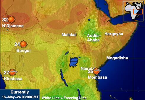 Етиопија Временска прогноза, Температура, Карта 