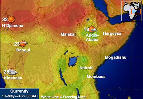 Αιθιοπία Θερμοκρασία Καιρός χάρτη 