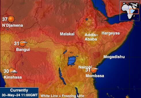 Ethiopia Bản đồ nhiệt độ thời tiết 