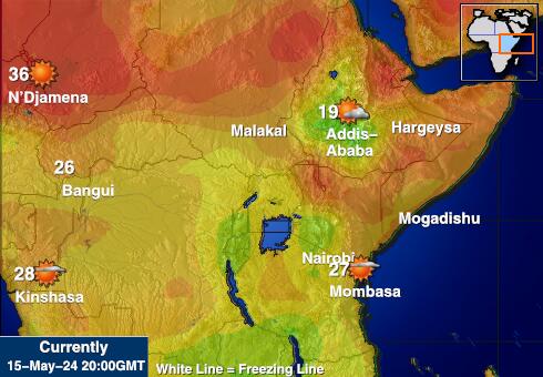 Etiópia Mapa teplôt počasia 