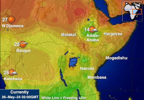 Etiyopya Hava sıcaklığı haritası 