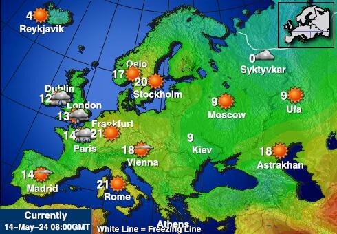 Châu Âu Bản đồ nhiệt độ thời tiết 