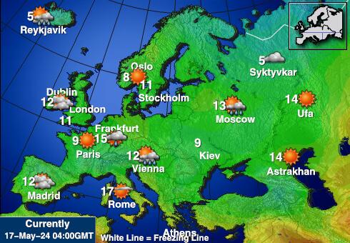 Европа Временска прогноза, Температура, Карта 